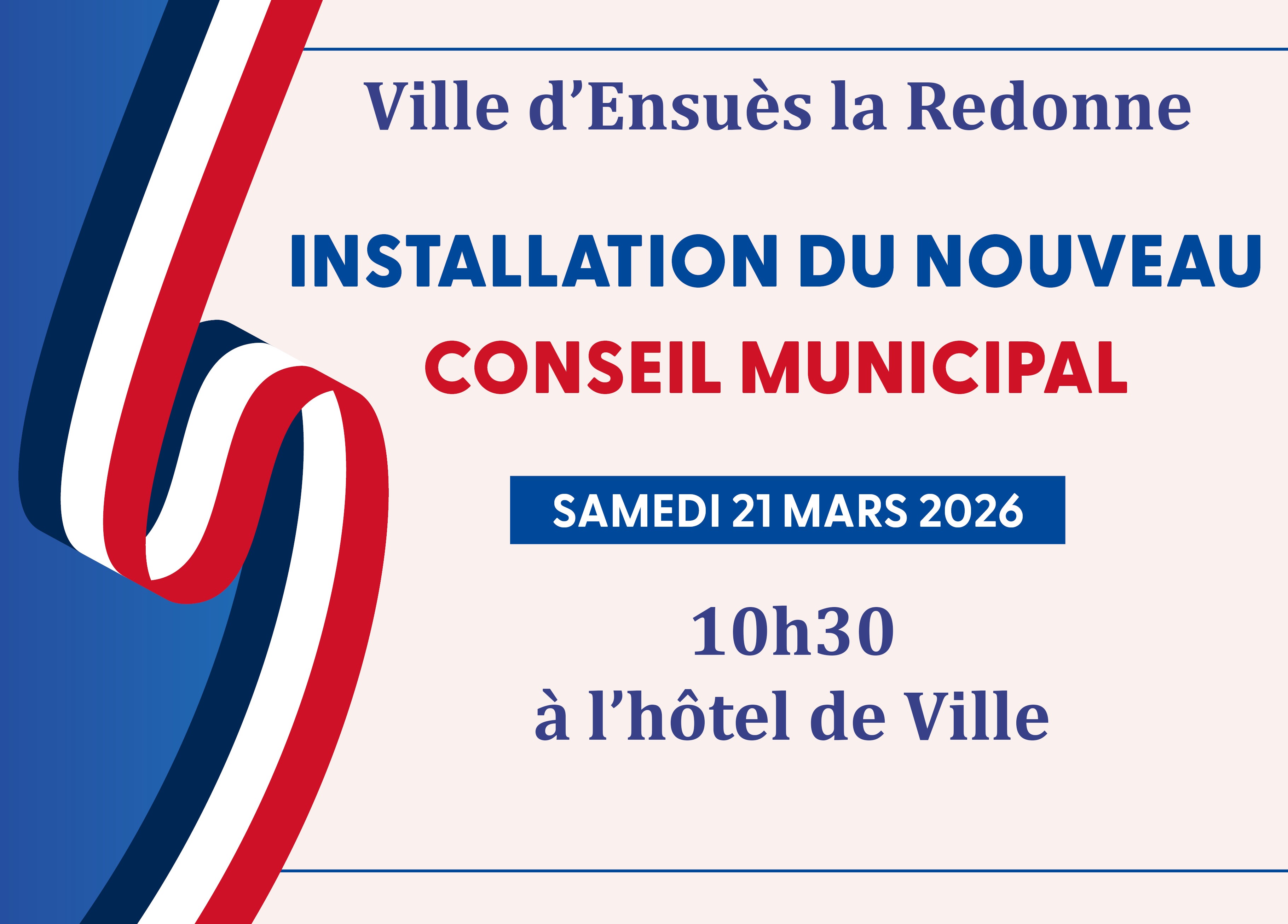 Conseil Municipal d’installation ce samedi 21 mars à 10h30